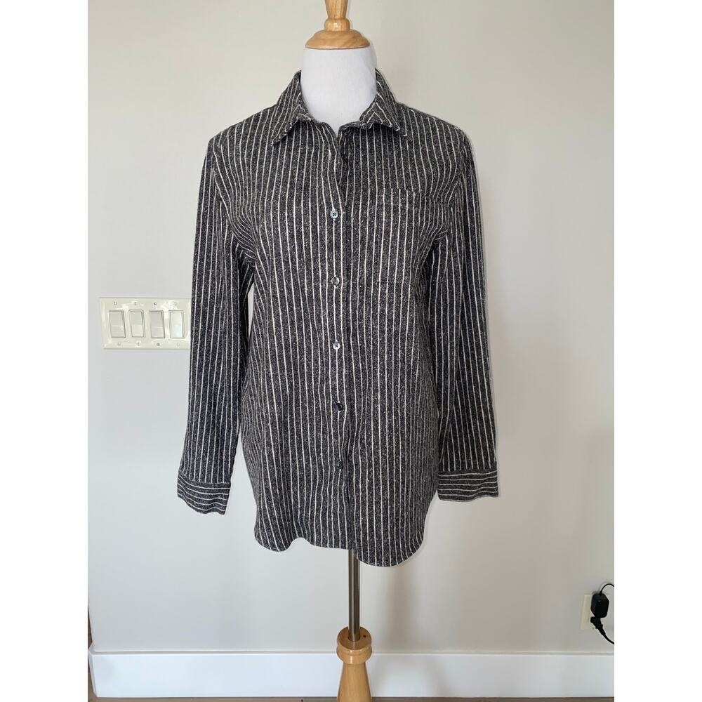 Jenni Kayne Flannel Blouse L/S Gray Size Large *Flaw*